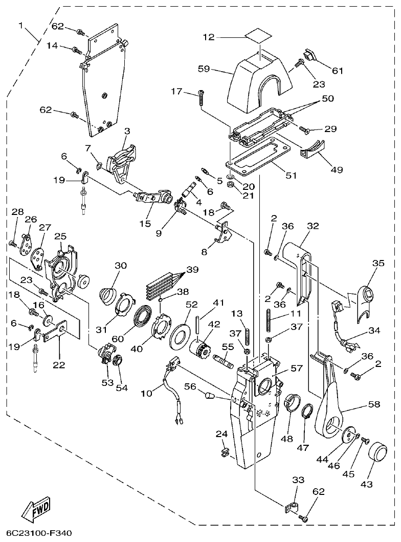 Yamaha F150BET, FL150BET REMOTE CONTROL ASSY 2 parts diagram